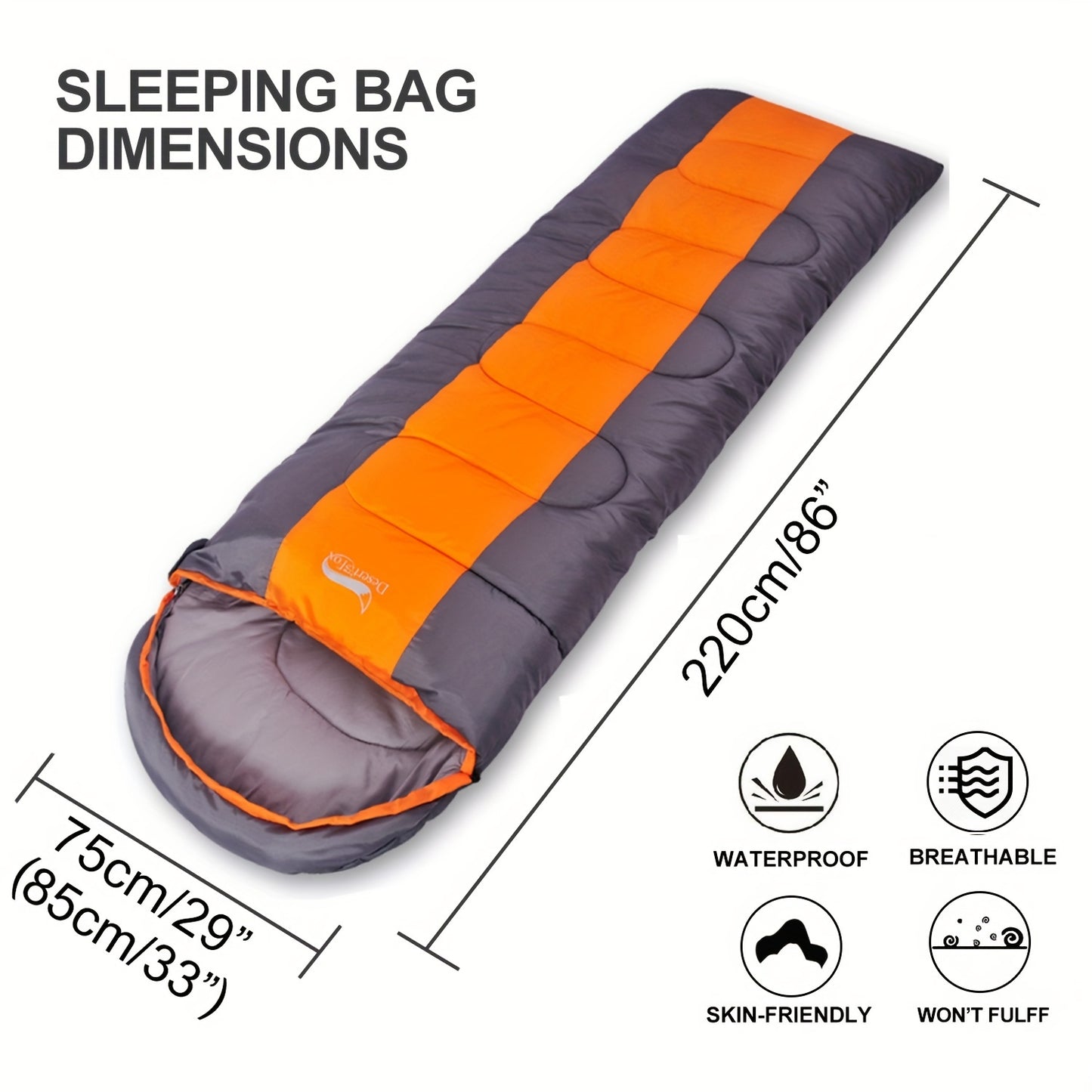 Desert & Fox Compression Sleeping Bag - Lightweight, 3 Season Warmth for Backpacking, Camping, Hiking & Travel