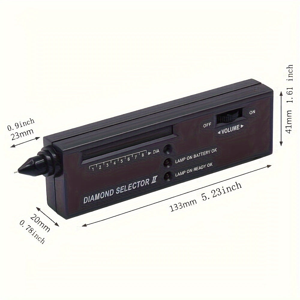 Diamond tester pen with high accuracy, tri-color indicator, and preheating function. Battery not included.