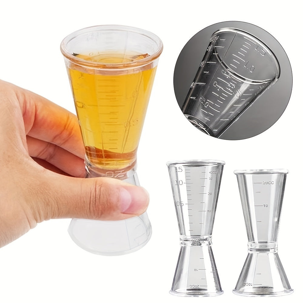 2 transparent measuring cups for cocktails, 40/10 CC, ideal for party supplies in the kitchen or bar.