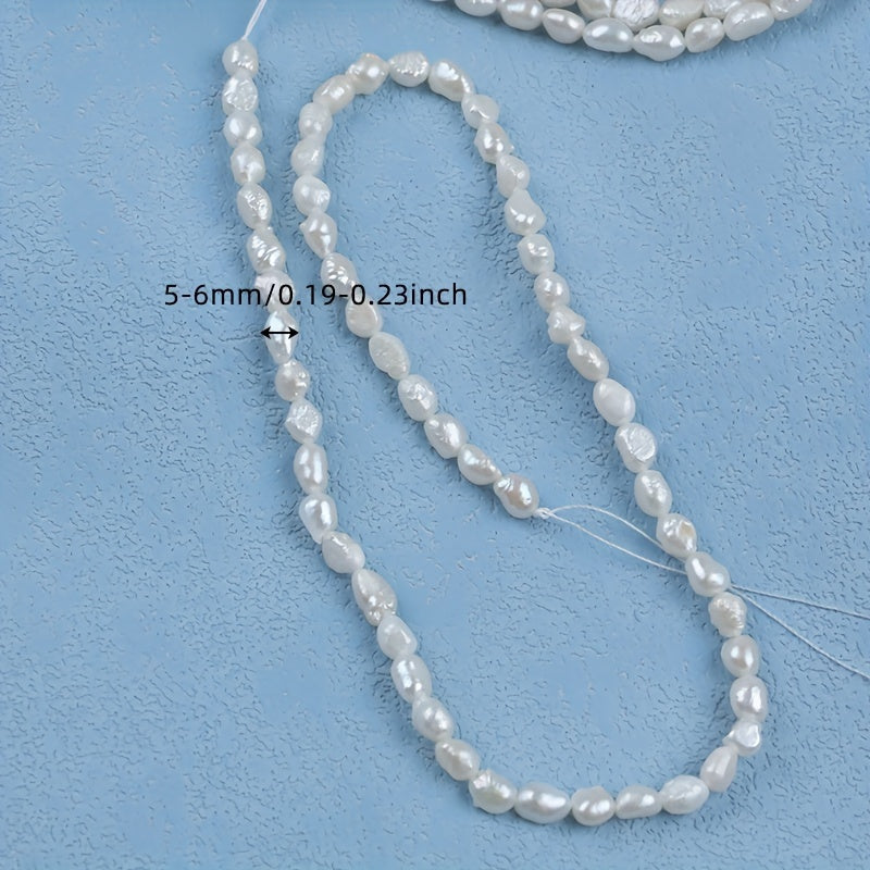 White Straight Hole Freshwater Pearl Loose Beads for DIY Jewelry Making, 1 Strand 36cm/14.17inch