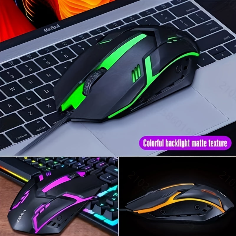 New TF200 gaming keyboard and mouse set with ergonomic design, optical movement detection, cool light effect, mechanical touch suspended key cap, wired, and quick function keys for personal