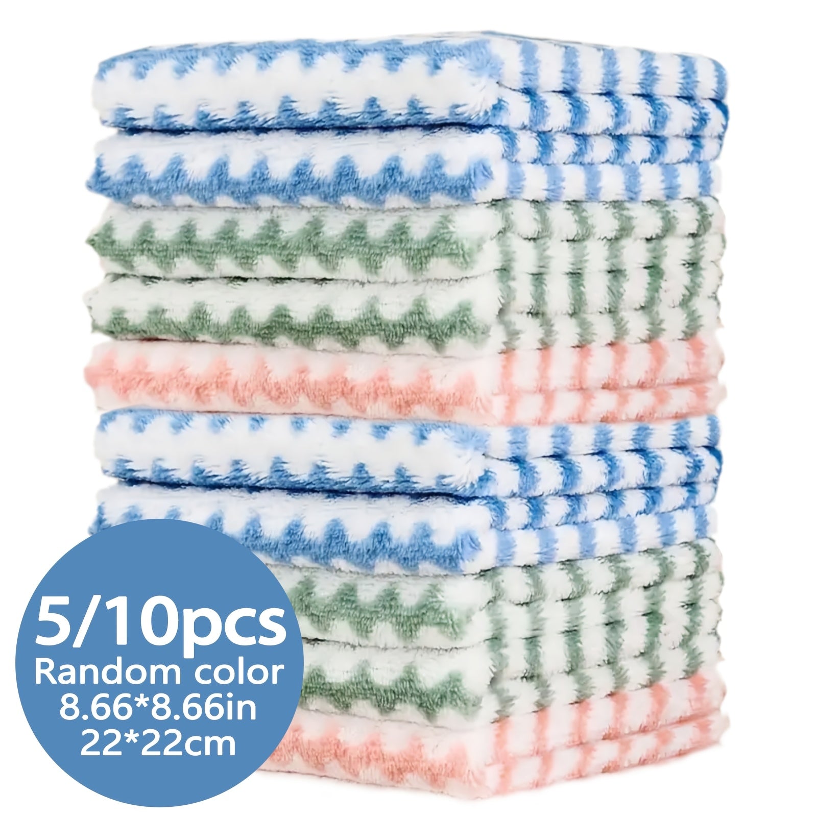 5/10pcs Thick Microfiber Double-sided Dish Cloths for Strong Stain Removal