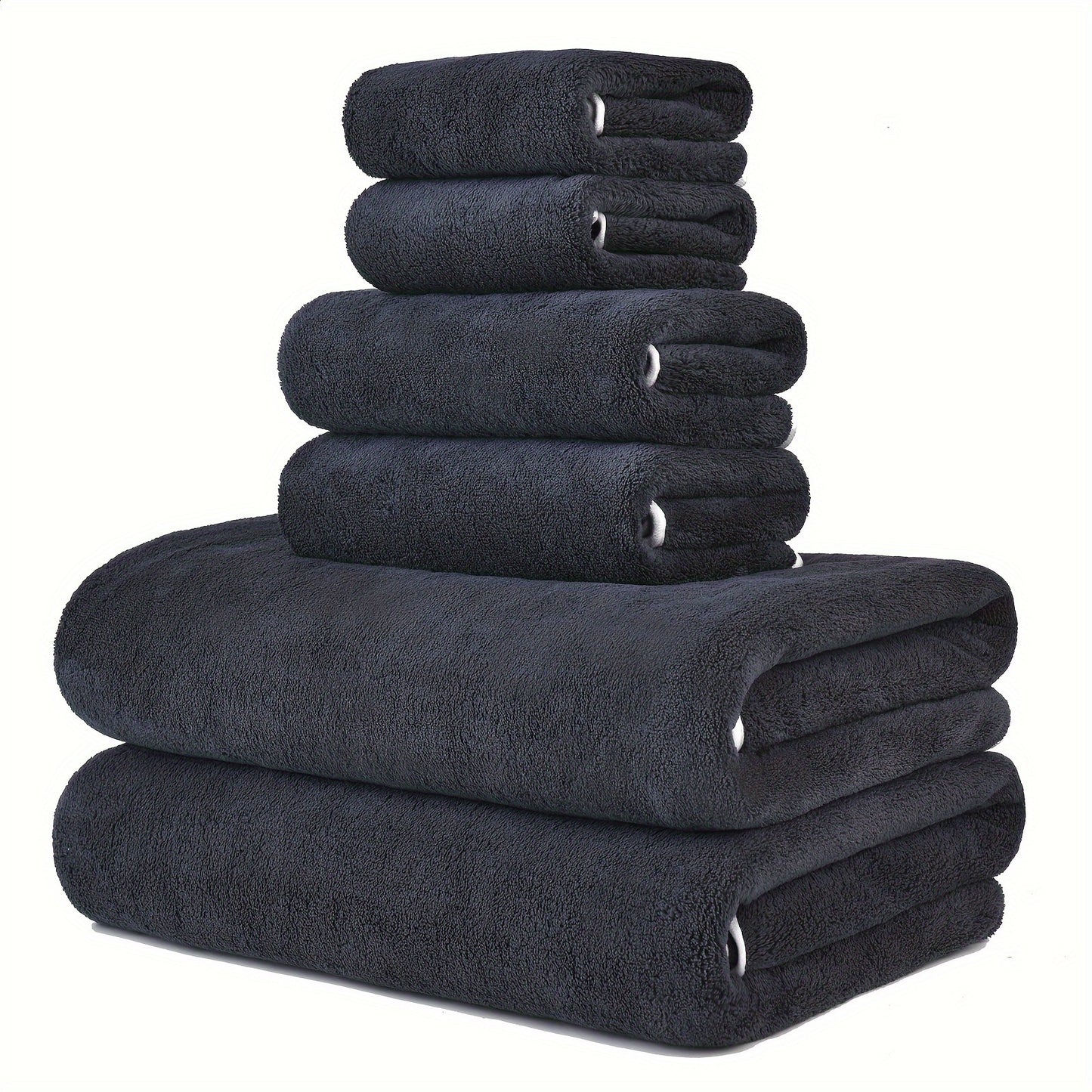 6pc Ultra-Soft Microfiber Towel Set - Quick Dry & Absorbent - Bath, Hand & Washcloths - Ideal for Home, Gym, Travel