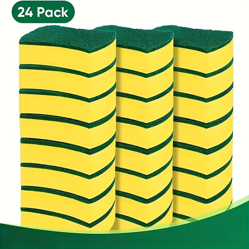 Multipack of 10/12/24 Multi-Purpose Cleaning Sponges with Dual-Sided Scrub Pads - Essential Home Cleaning Supplies for Scratch-Free, Super Absorbent, Durable Kitchen Cleaning in Living Room, Outdoor Areas, Floors, and Furniture - No Power Required