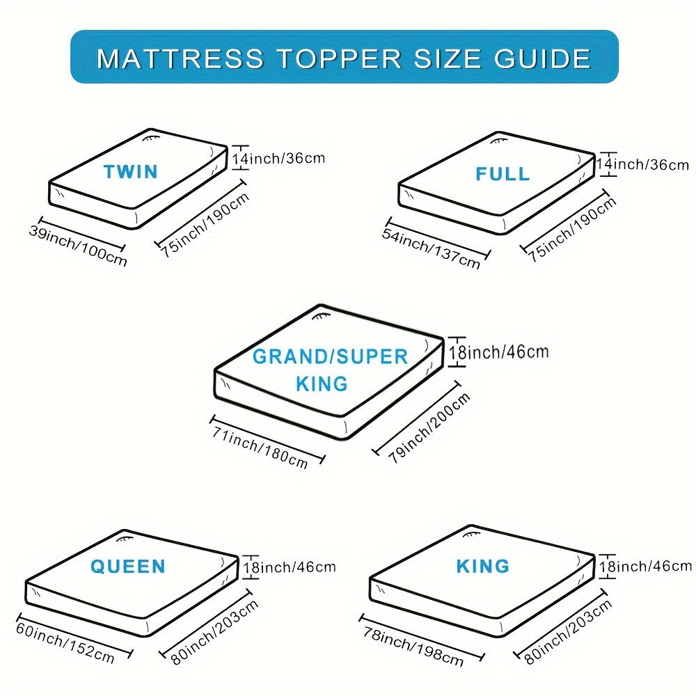 Mattress Topper for Back Relief - Cooling Extra Thick Pad Cover with Deep Pocket. Plush Pillow Top Overfilled with Polyester, Breathable Quilted Fitted Pad for 20.32-53.34 Cm Mattress.