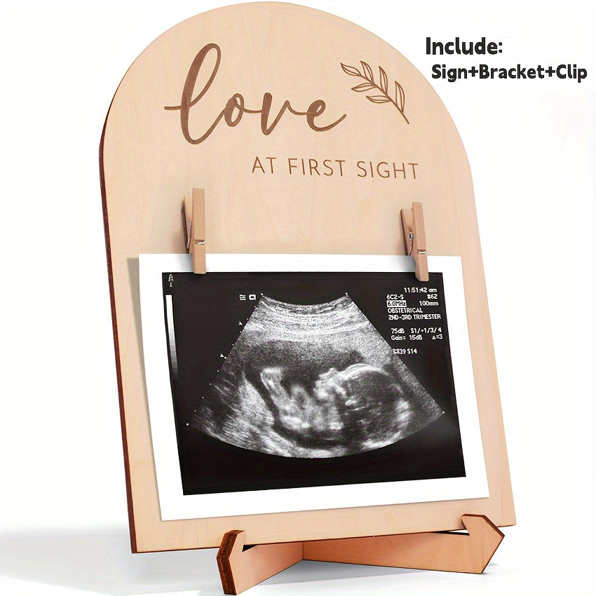 Beautiful Wooden Soundwave technology Photo Frame - Double-Sided Pregnancy Announcement Sign, Ideal Gift for a New Mother & Stylish Room Decor, Maternity Clothing