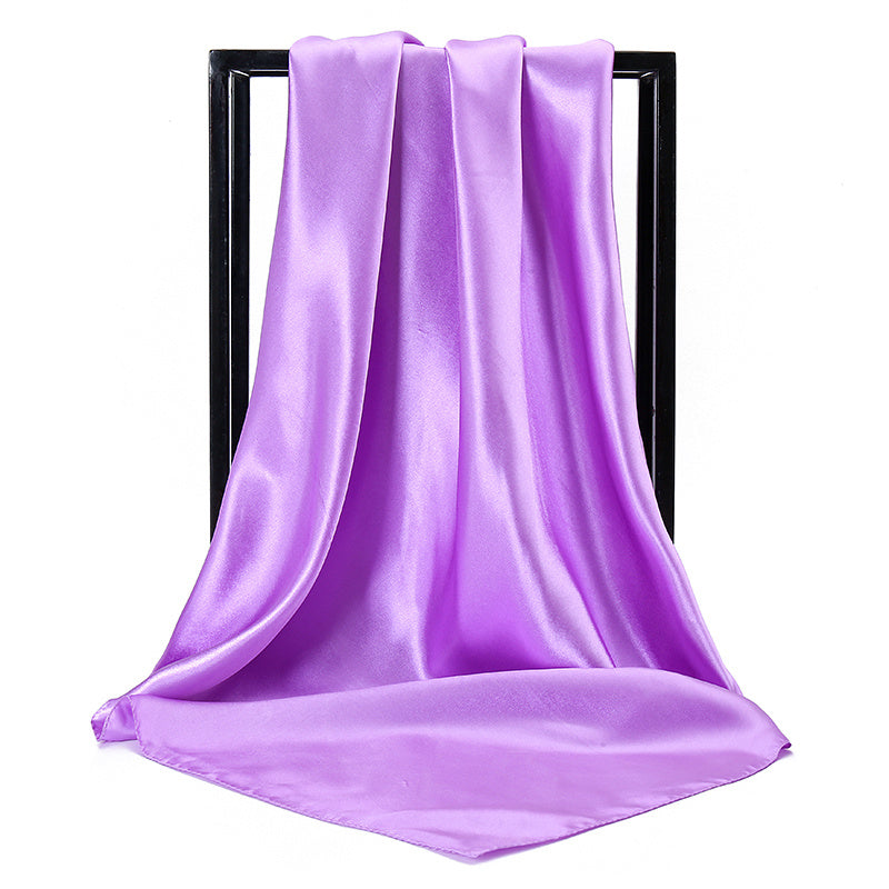 Large satin square scarf for women, suitable for hair wrapping or as a gift. Made from imitation silk.