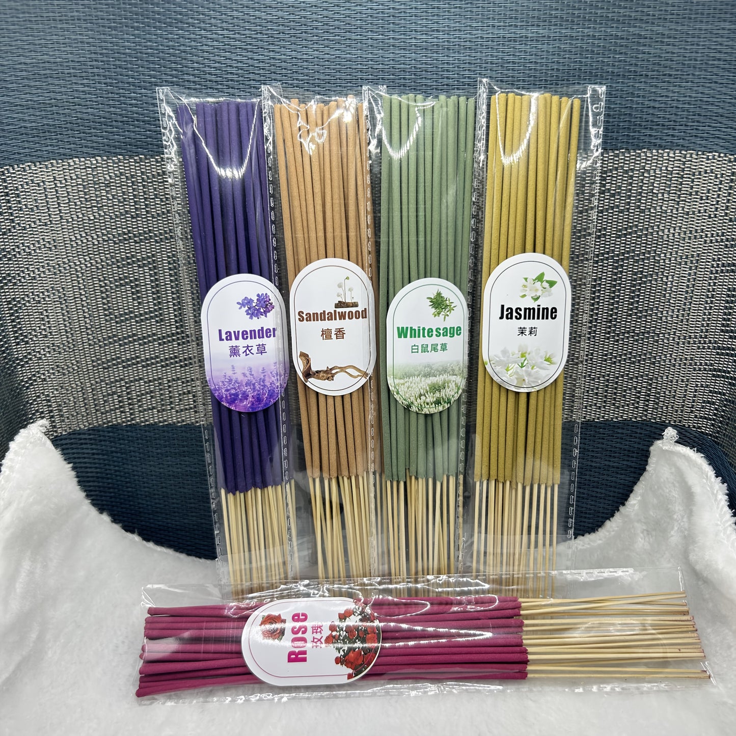 100 Exquisite bamboo sticks in 5 fragrant flavors (20 sticks each) perfect for home, office, yoga, meditation, or relaxation.