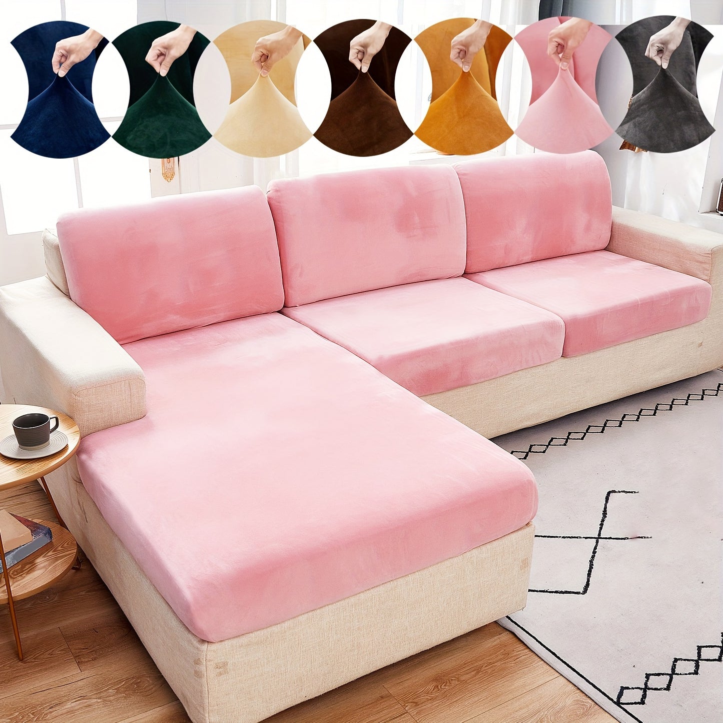 Velvet sofa slipcover/pillowcase for pets, dust-proof and fuzzy couch cover for home decor.