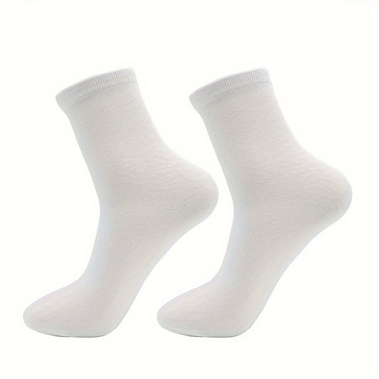 50 pairs of men's trendy solid crew socks for all seasons, comfortable and breathable for outdoor wear.