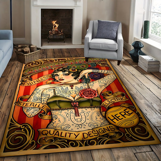 Stylish and durable Indian beauty pattern area rugs available in various sizes (19*31/31*47/47*62/62*90inch). These machine washable rugs can be used as a cloakroom mat, bedroom floor mat, indoor/outdoor entrance doormat, coffee shop door mat, kitchen