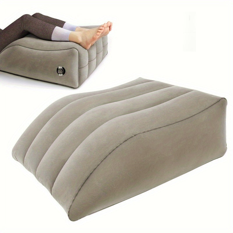 Inflatable Leg Pillow with Flocked Backrest - Enjoy Comfortable Relaxation, Reading, and Sleeping Anywhere with this Portable Air Cushion, Perfect for Outdoor Camping. Upgraded Valve for Easy Inflation.