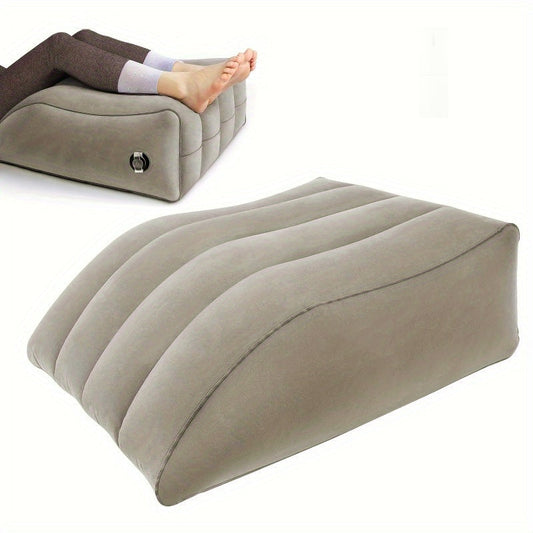 Inflatable Leg Pillow with Flocked Backrest - Perfect for Sleep, Reading, and Relaxation - Upgraded Air Valve for Easy Inflation - Made with Durable Polyester Fiber - Great for Travel, Camping, and Home.