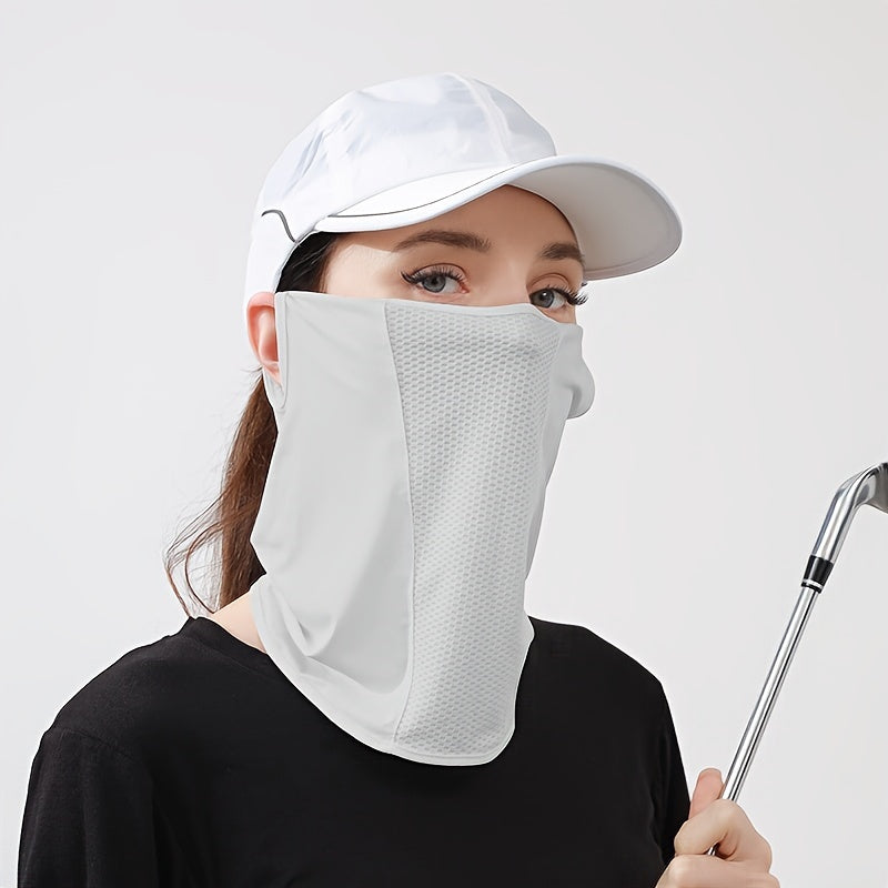 Sunshade Viscose Hanging Ear Mask with Spring Design for Full Face and Long Neck Protection, Ideal for UV Protection during Cycling, Hiking, Beach or Golf.