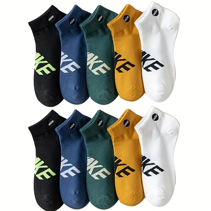 5 Pairs of Men's Simple Fashion Low Cut Socks for All Seasons, Anti Odor & Sweat Absorption, Comfy & Breathable Casual Wear