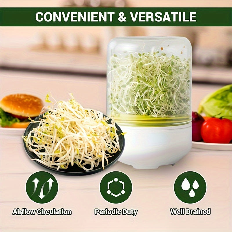 Countertop sprouting machine for fresh homemade bean sprouts.