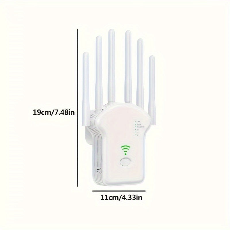 Momotor WiFi Extender boosts signal, offers full coverage, and supports Ethernet. Ideal for home, office, and cafe use.