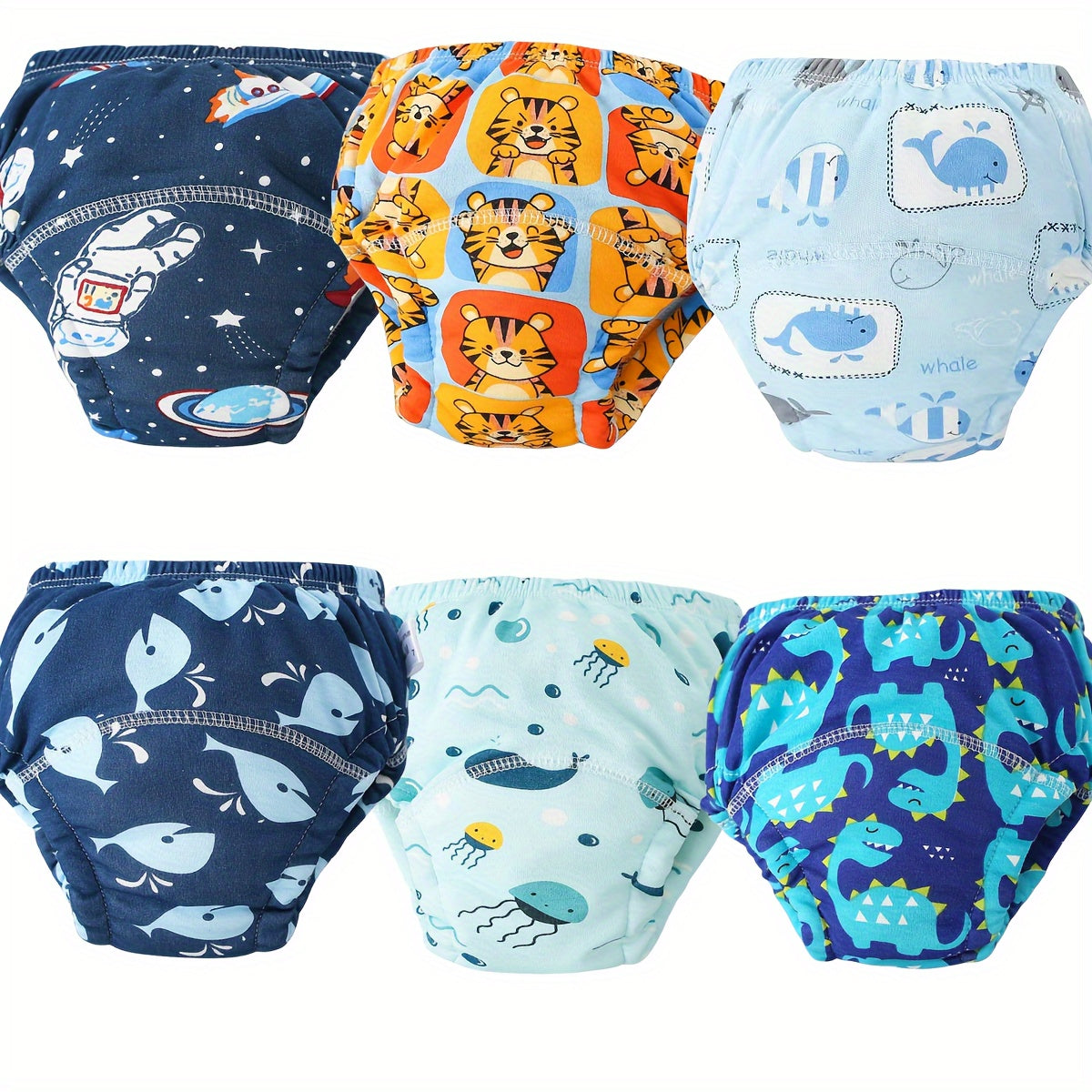 Set of 6 Cotton Training Pants, Eco-Friendly Washable and Reusable Diapers, Perfect for Christmas, Halloween, Thanksgiving, Easter, or New Year's Gifts