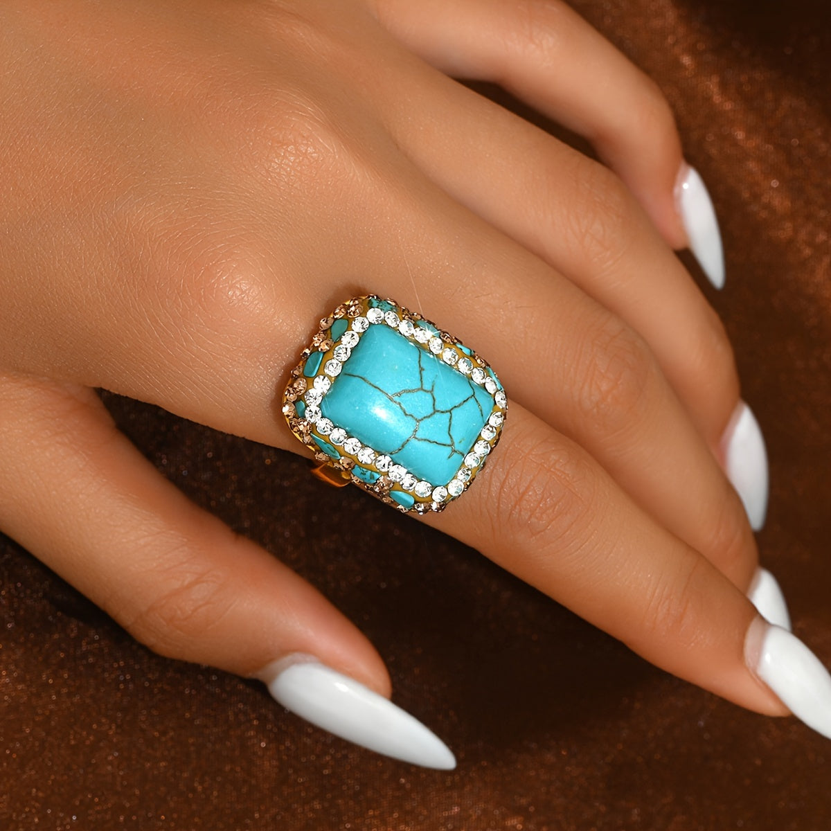 Vintage-inspired Boho-Chic Turquoise Statement Ring brings luxury and style to your daily wardrobe and special occasions. A perfect gift for Thanksgiving.