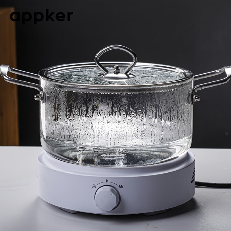 Appker Glass Cookware Set: Includes 2.5L & 3.5L Capacity Pots, Suitable for Stovetop Use, Easy to Clean in Dishwasher, High Heat Resistant Borosilicate Glass with Stainless Steel Handles - Ideal for Cooking Soups, Milk, Baby Food, Pasta, Noodles & More