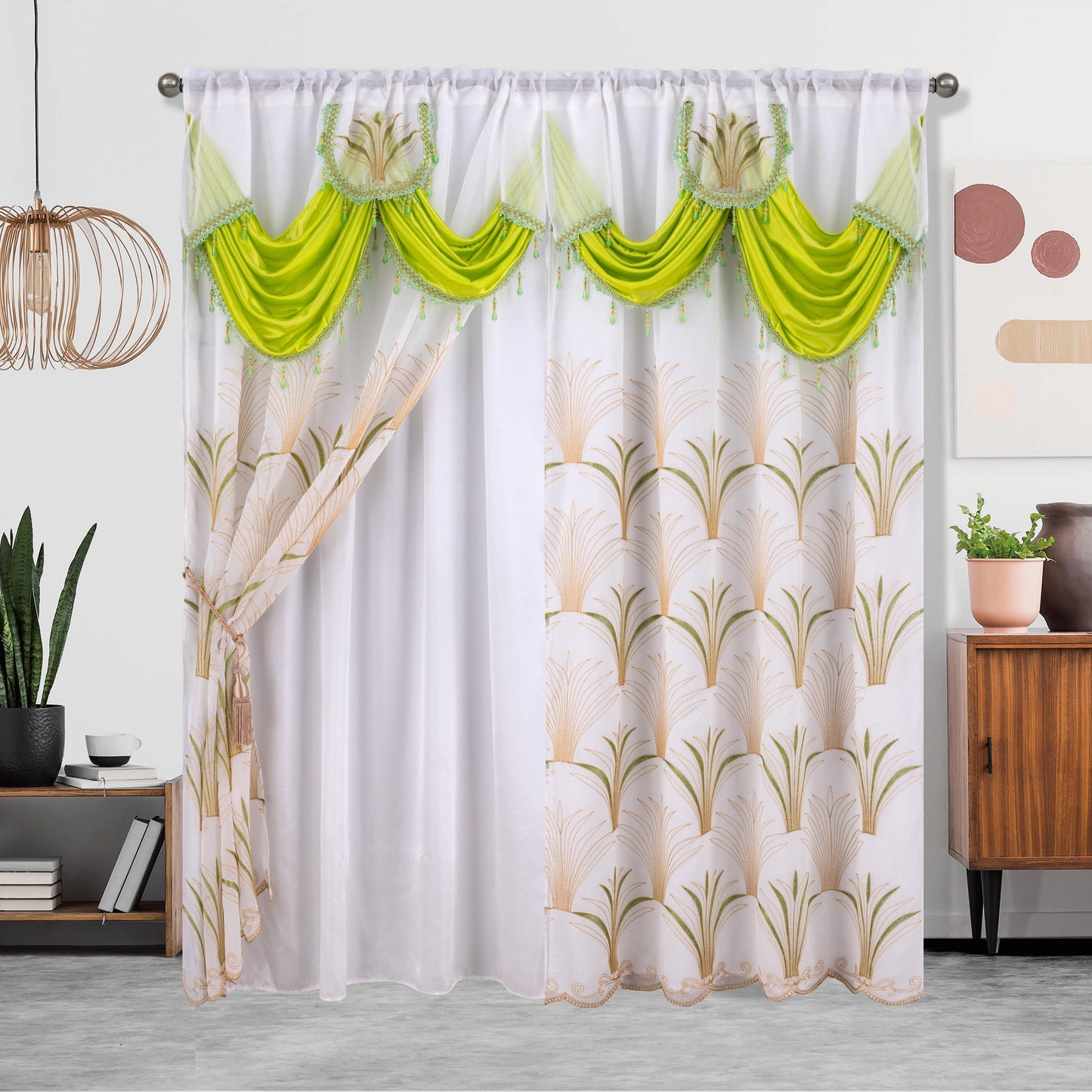 One piece of embroidered double-layer curtain, perfect for enhancing home décor, suitable for living room or bedroom, measuring 132.08 x 213.36 cm.