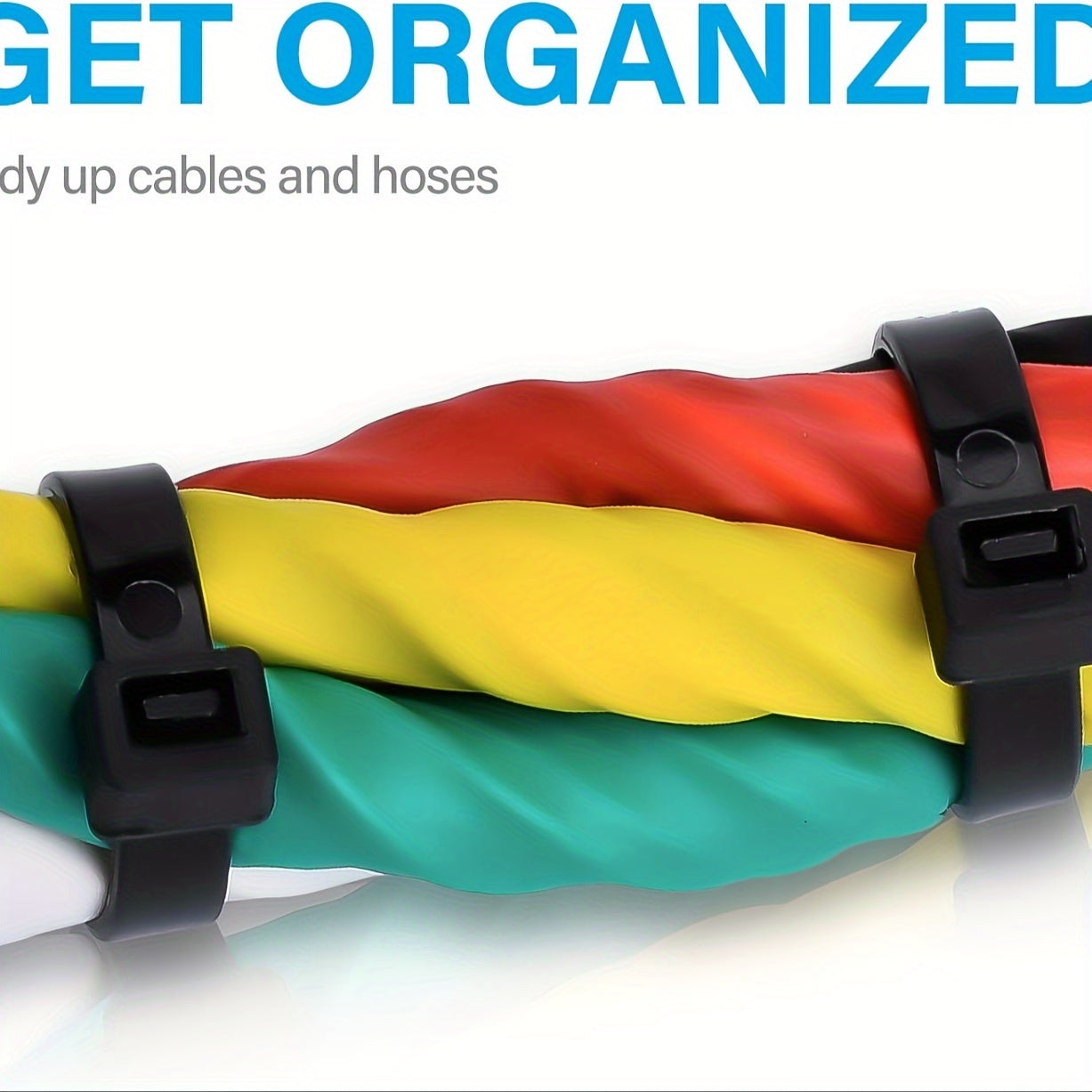 1000 pcs of assorted sizes of black zip ties for cables and wires.