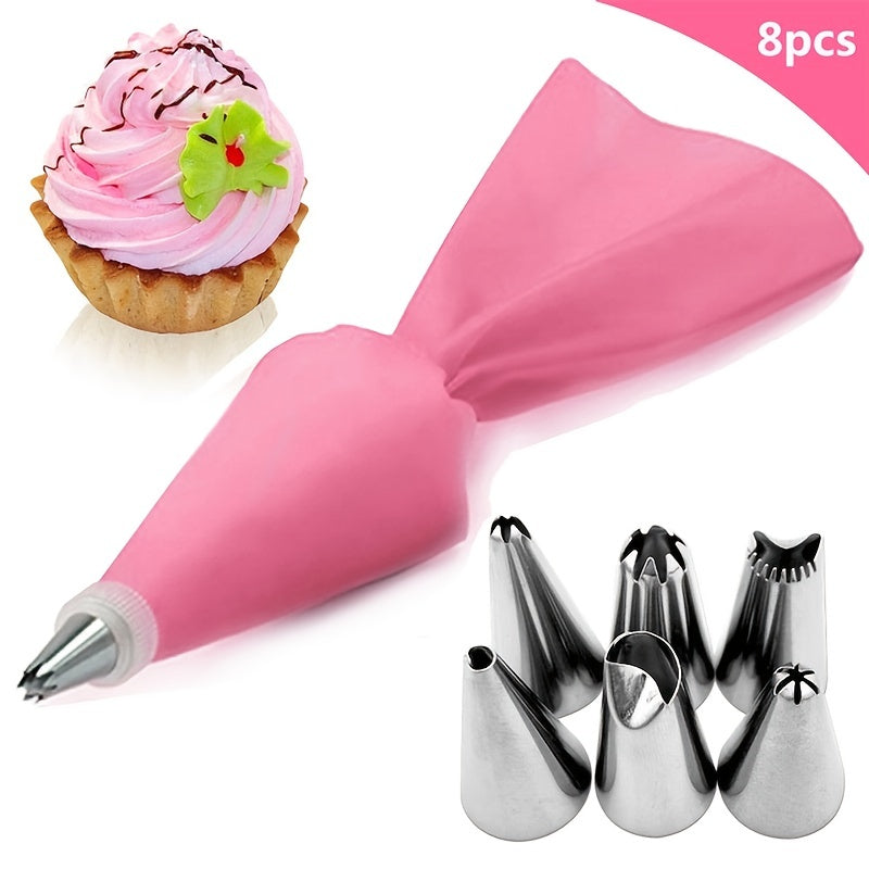 Silicone Pastry Bags Set for DIY Cake Decorating - Includes 8 and 26 Pieces with Nozzle Kit