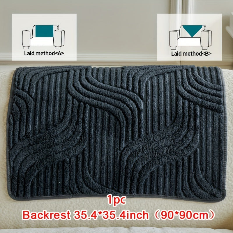 Plush non-slip sofa cover made of pet-friendly breathable polyester fabric. Modern luxury design suitable for living room, bedroom, or office. Machine washable and available in 250-300g square kilogram weight.