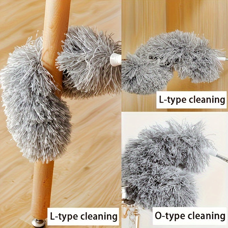 Durable Dusting Tool with Extendable Handle and Flexible Head - Ideal for Cleaning Hard-to-Reach Areas like High Ceilings, Furniture, and Cars - Washable and Reusable