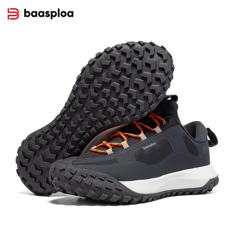 BAASPLOA Men's Trail Running Shoes - All-Season, Breathable Mesh, Non-Slip Tire Sole for Outdoor & Casual Wear