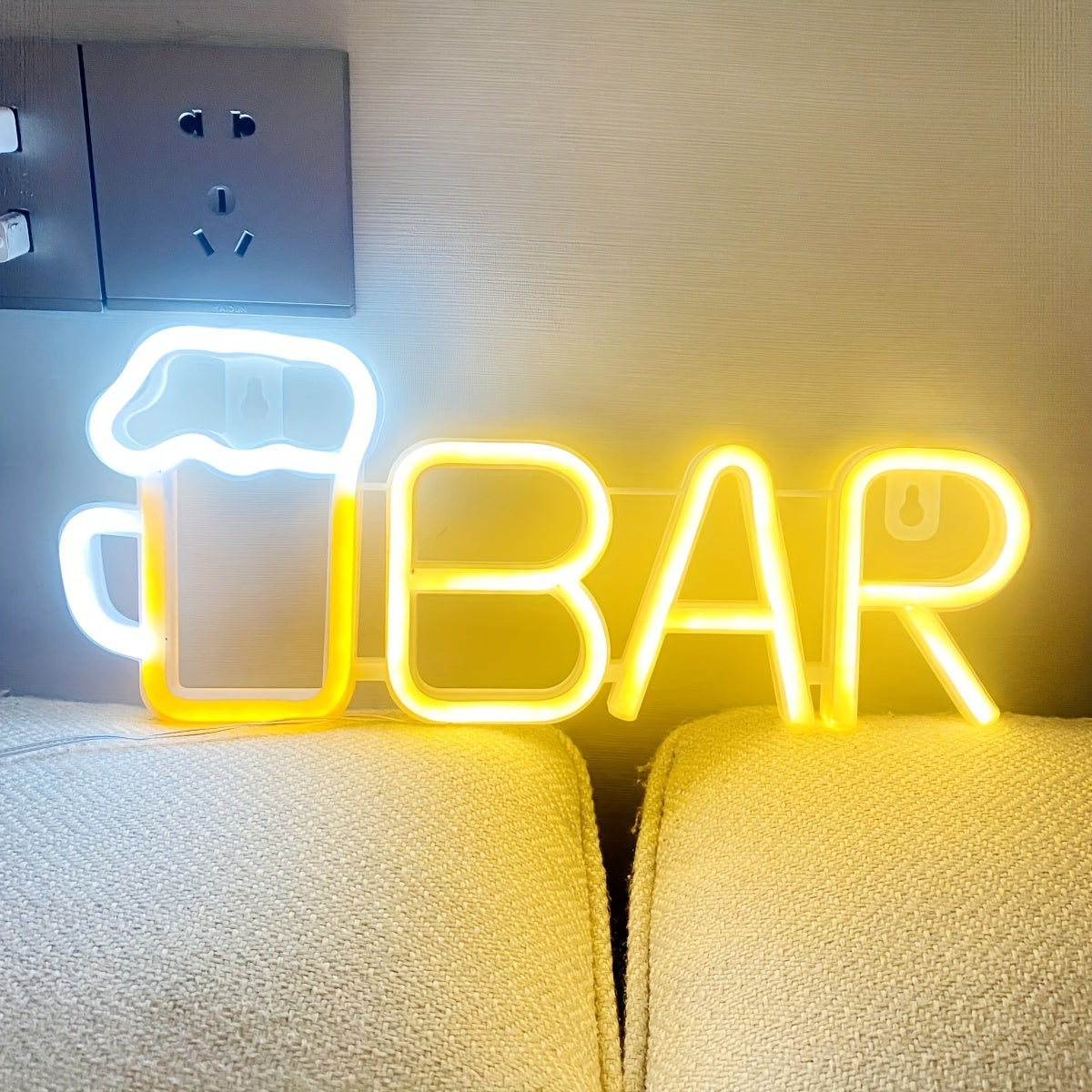 Pink LED Beer Mug BAR Neon Sign, 35.31x14.48cm Wall Hanging Light with Switch Control - Ideal for Girls Room, Dorm, Wedding, Anniversary, Valentine's, Birthday Party Decor. Battery/USB Powered (Batteries not included).