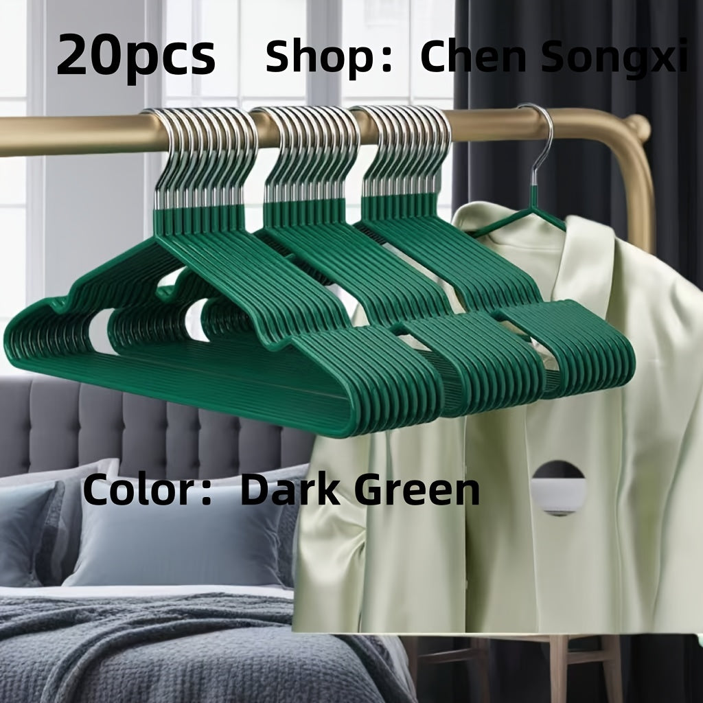 Set of 20 Heavy-Duty Metal Hangers featuring Non-Slip Design - Great for Hanging Coats, Suits, Dresses & More - Perfect for Retail Clothing Displays