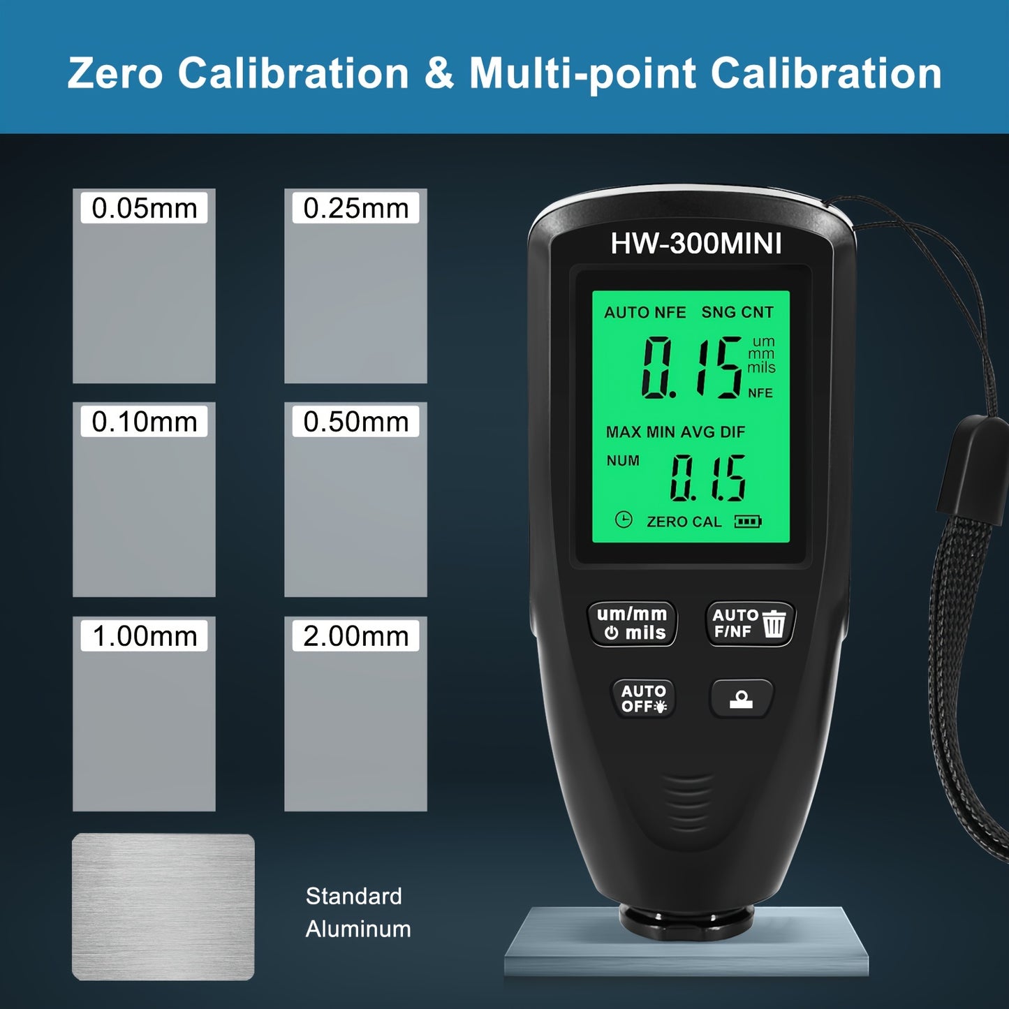 Shawty Automotive Paint Thickness Gauge is a high-accuracy meter with ABS clear display and auto substrate identification, powered by non-rechargeable AAA battery, making it ideal for used