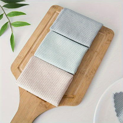 Thickened fish scale cloth for the kitchen - Absorbent and non-trace dishwashing cloth. Perfect for wiping glass tables and magically cleaning surfaces without leaving any hairs behind.