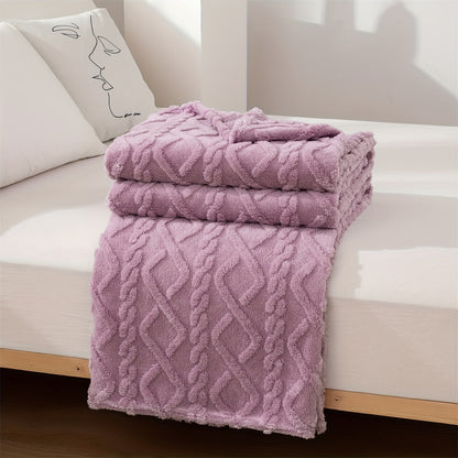 A cozy and versatile blanket with a sweater-like embossed design, perfect for New Year's, Chinese New Year, Valentine's Day, Mother's Day, and back-to-school occasions.