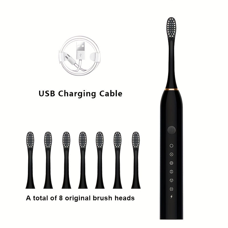 USB Rechargeable Sonic Electric Toothbrush with Replaceable Brush.