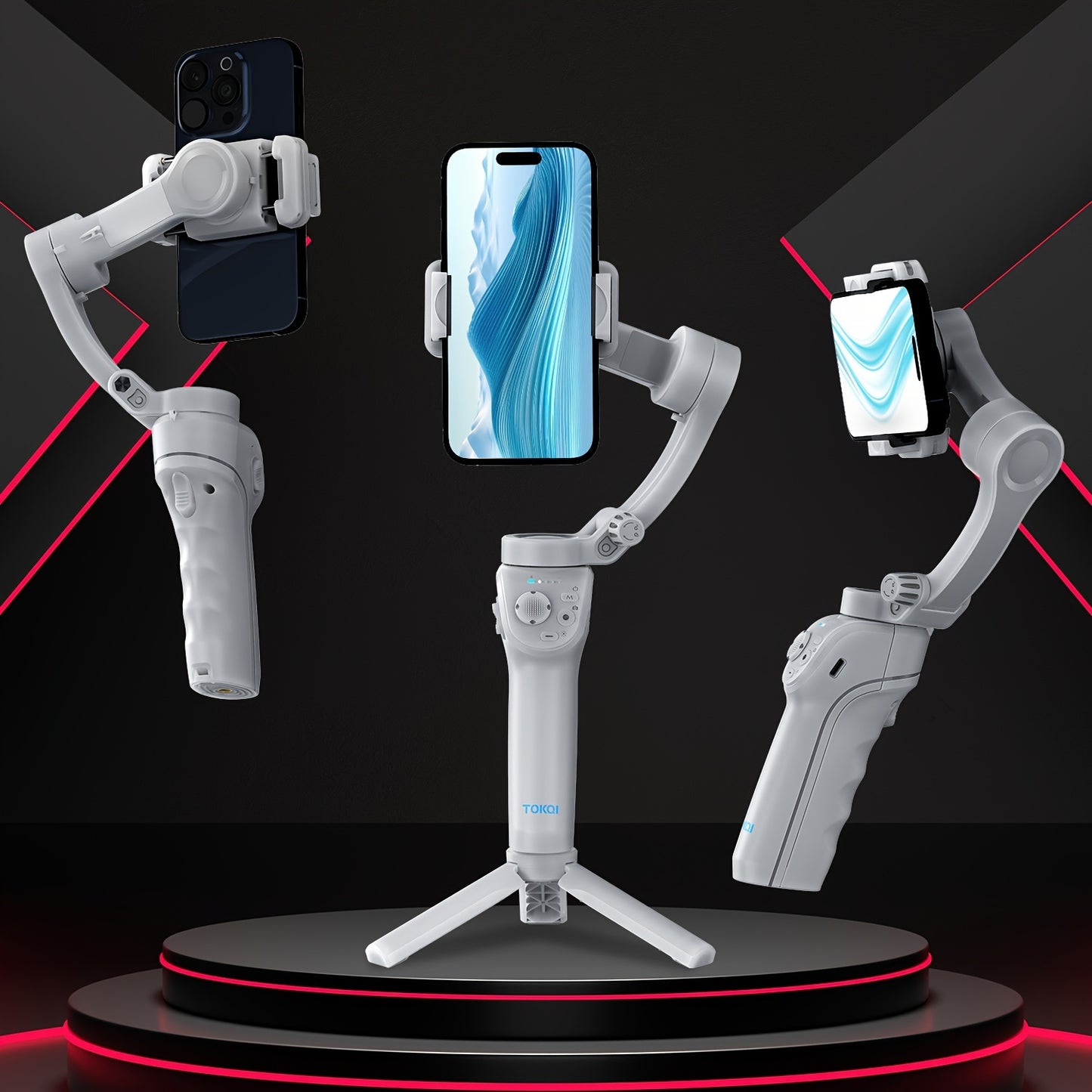 3-axis smartphone gimbal with intelligent target tracking. Portable, foldable, and automatic stabilizer for video recording and vlogging. ActiveTrack feature included.