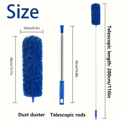 1-Pack Electrostatic Dusting Brush with Extendable Metal Handle, Horse Hair Bendable Head, Reusable and Washable Feather Duster - Perfect for High Ceilings, Fans, and Furniture in Living Room, Bedroom, Kitchen, Bathroom, or Outdoor Use. No Electricity