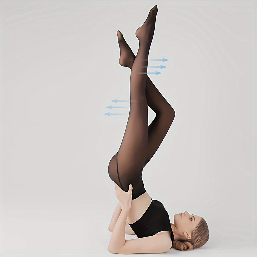 High-waisted black sheer tights made of nylon and spandex, ideal for fall/winter.