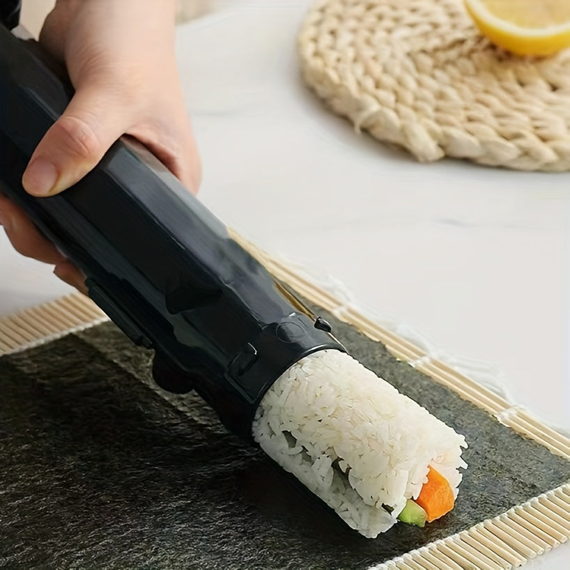 Tools for making DIY sushi, including a round tube sushi mold.