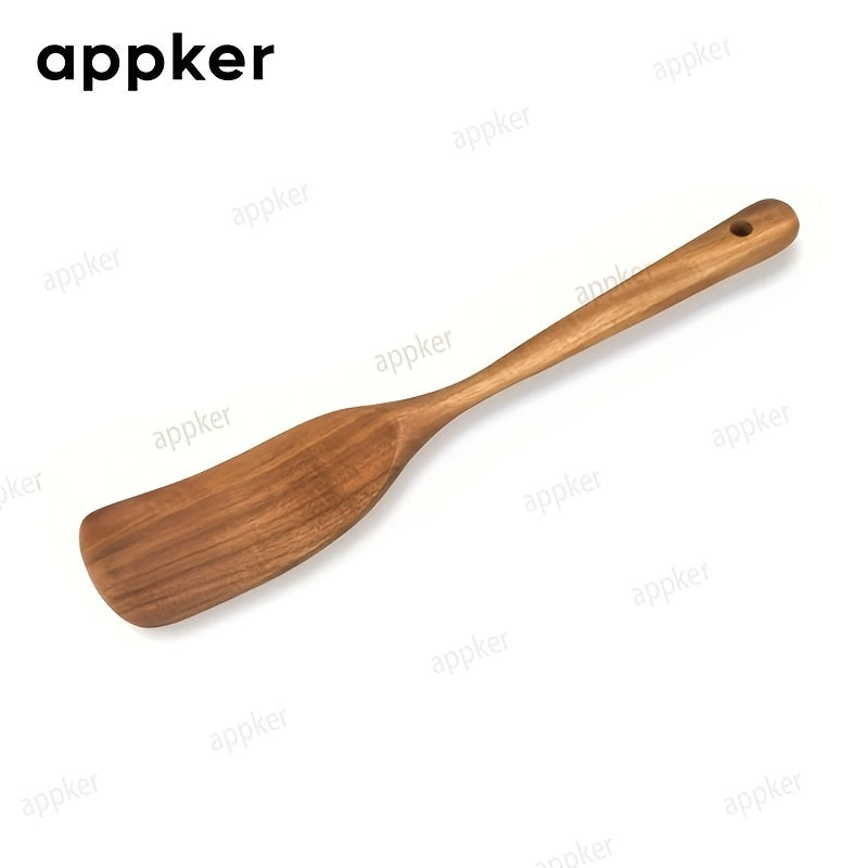 Acacia Wood Spatula Set by Appker - Non-Stick, Food-Safe Kitchen Tools for Cooking, Mixing, Frying, and Flipping - Includes Durable Slotted Turner and Flat Spatula for Fish, Eggs, and More