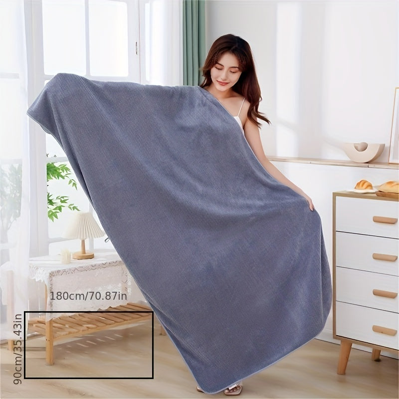 Solid color bath sheet, large and soft, skin-friendly, highly absorbent towel for home bathroom use. Measures 88.9*177.8cm.