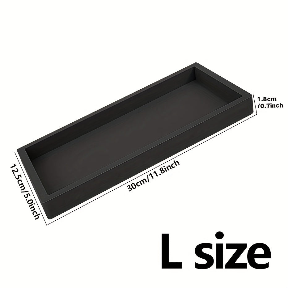 Single bathroom vanity silicone tray for counter, multi-functional organizer for sink, dresser, and home essentials.