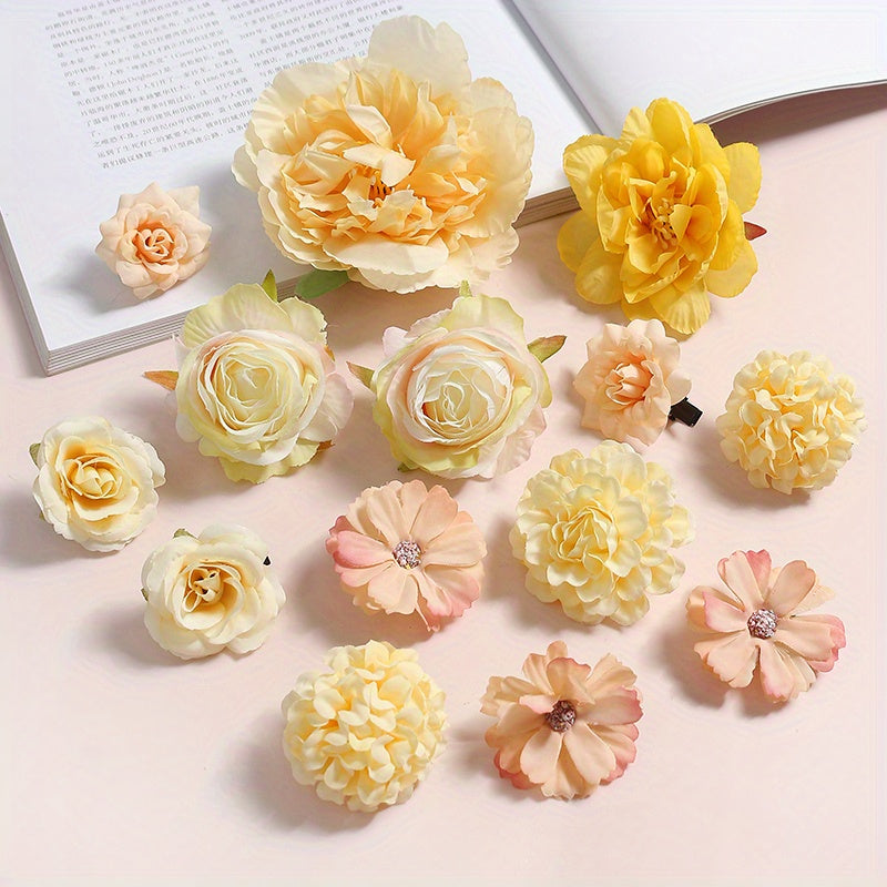 1 pack of silk rose flower heads for home decor, weddings, and DIY crafts - ideal for garlands and gift accessories.