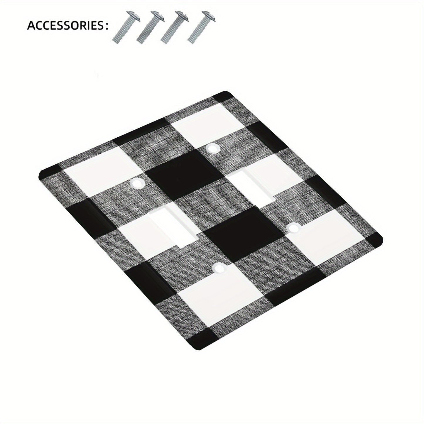 1 Black & White Buffalo Plaid Wall Plate Cover, 1-Gang/2-Gang Light Switch Plate, Electricity-Free, Easy to Clean, for Home Office Kitchen Decor - 1 Pack