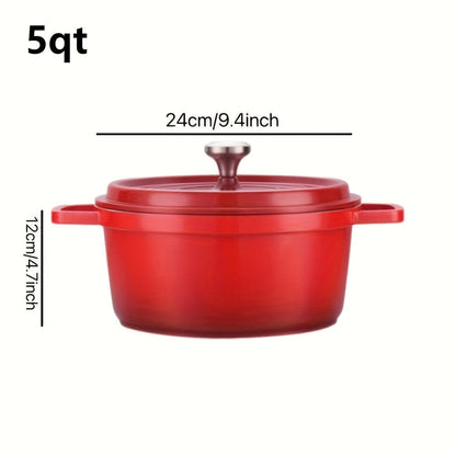 [Highly-Rated Option] Spacious Enamel Dutch Oven - Durable Non-Stick Aluminum Cookware Set, Versatile Casserole Stew Pot for the Kitchen