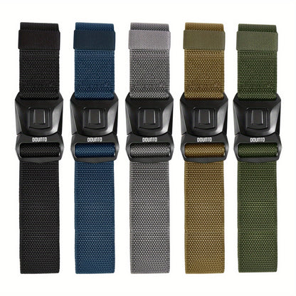 Men's Tactical Quick-Release Belt, Nylon Sports Work Belt with Alloy Buckle, Ideal for Outdoor Activities, Adjustable Black