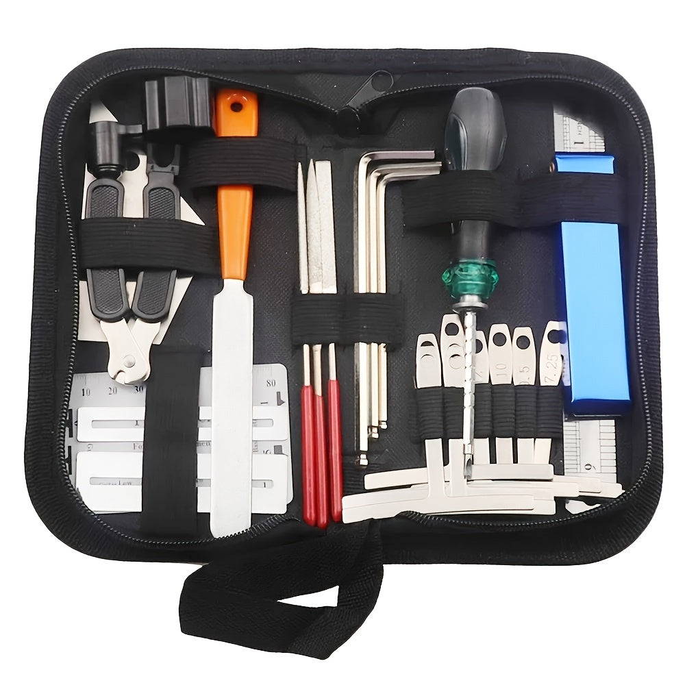 Guitar Tool Kit, a thoughtful gift for guitar enthusiasts of all levels. Includes string winder, maintenance tools for ukulele, bass, banjo, and acoustic guitars.