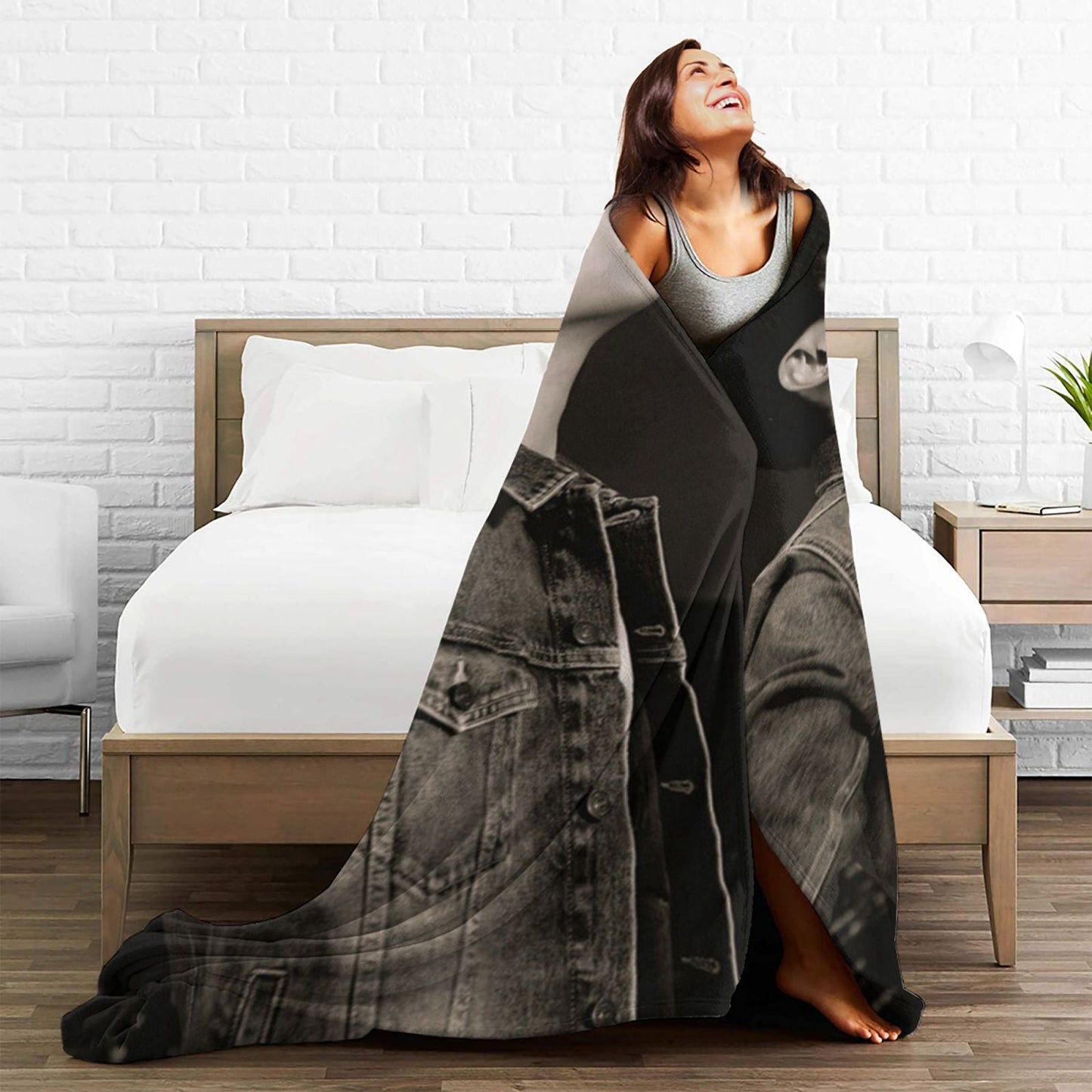 Stay cozy and stylish with the K-pop Idol themed printed flannel blanket. This contemporary design offers all-season comfort with its 250-300gsm knit fabric. Made from polyester and featuring a digital print, this blanket is perfect for use in your car