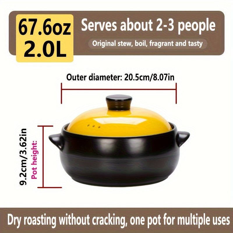 XIN TIAN LI Traditional Ceramic Casserole Pot is a durable cookware option, crafted for both home and restaurant use. This 1pc pot is high-temperature resistant and comes with a lid for convenient cooking. It is non-stick, easy to clean, and suitable for